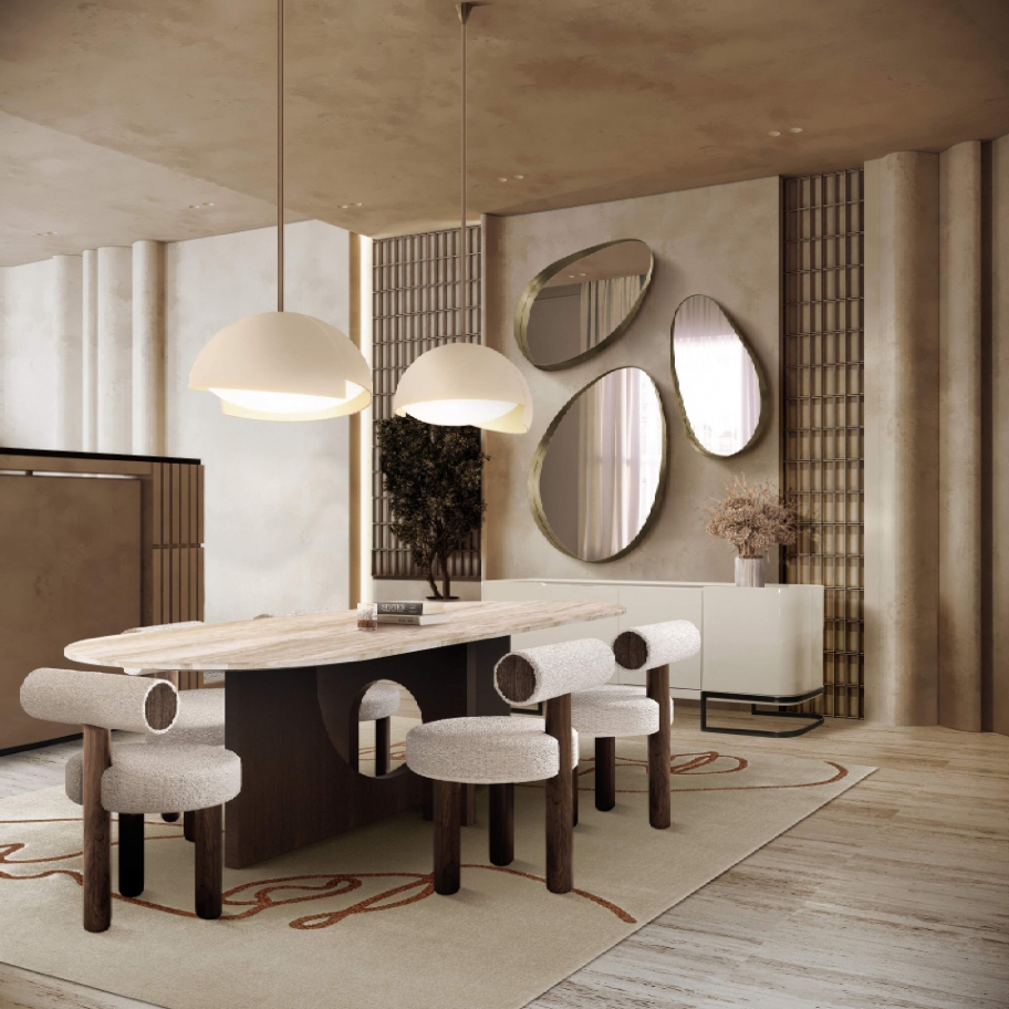 Neutral Elegant Dining Room With Taupe&nbsp;Rug by Rug'Society