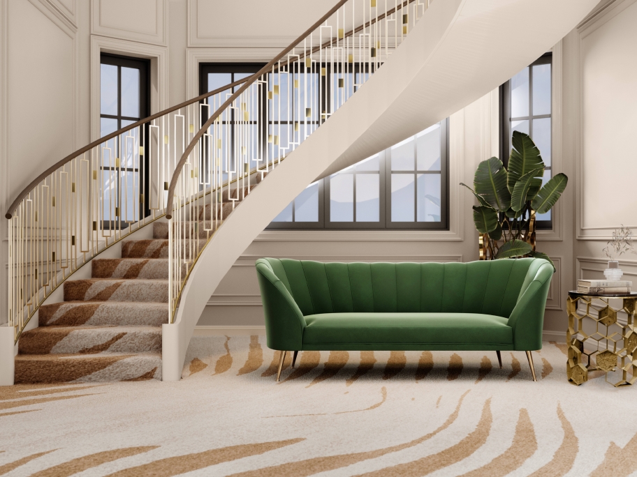Neutral Entryway and Staircase With The Kotta&nbsp;Rug by Rug'Society