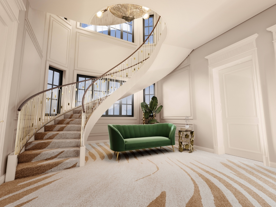 Neutral Entryway and Staircase With The Kotta&nbsp;Rug by Rug'Society
