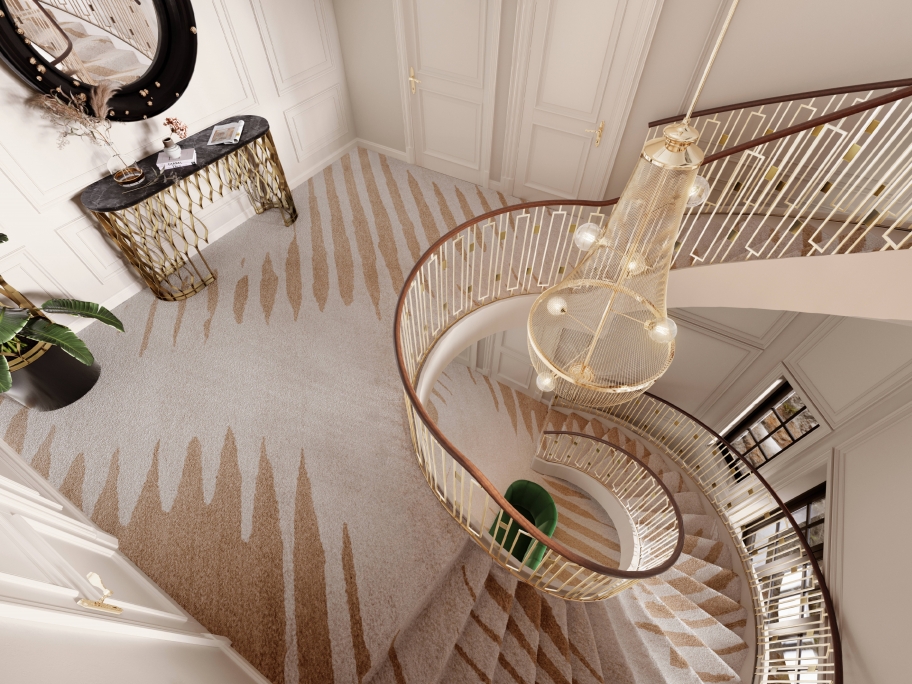 Neutral Entryway and Staircase With The Kotta&nbsp;Rug by Rug'Society