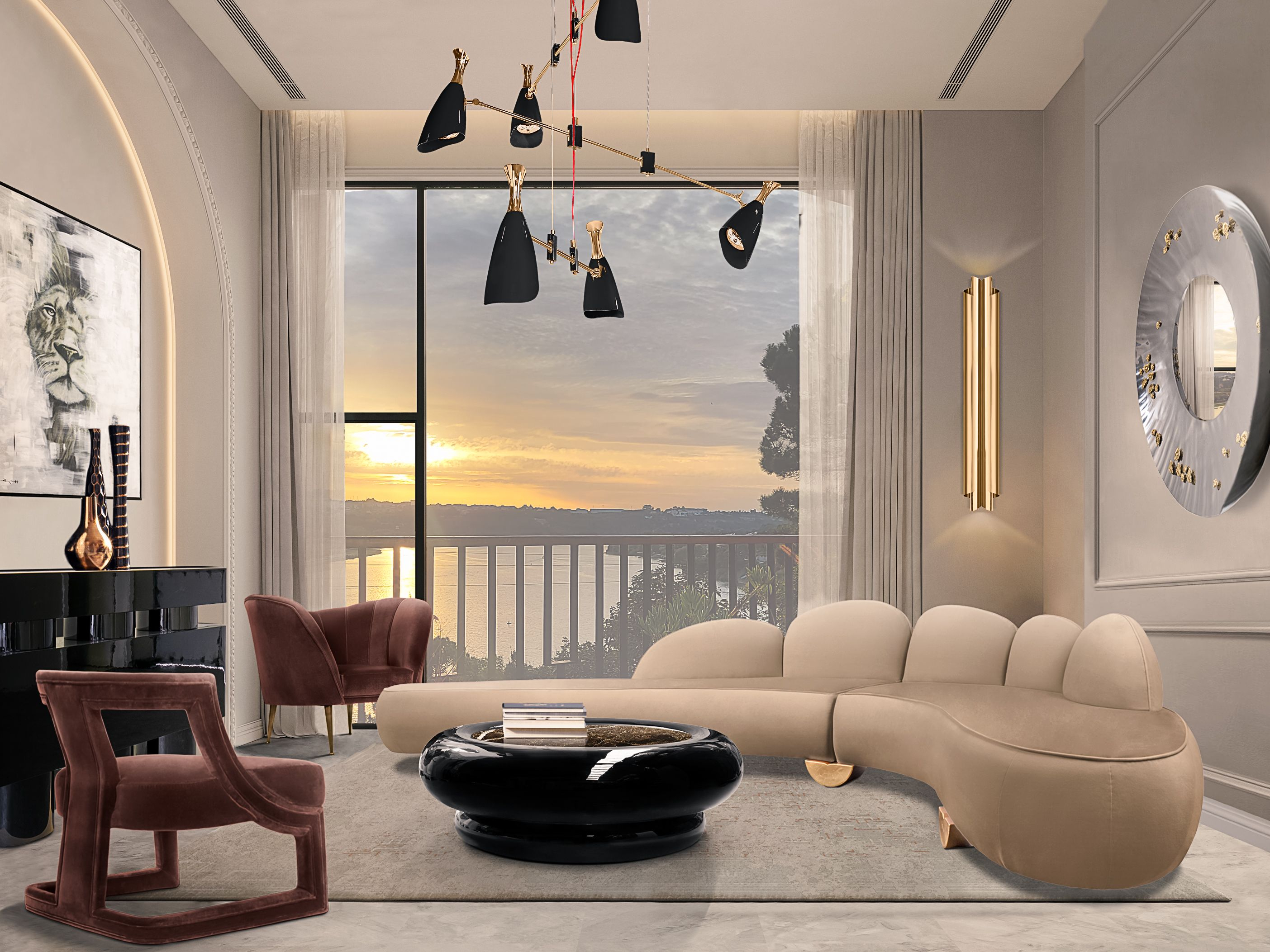 Neutral Living Room With Ruin Urban&nbsp;Rug by Rug'Society