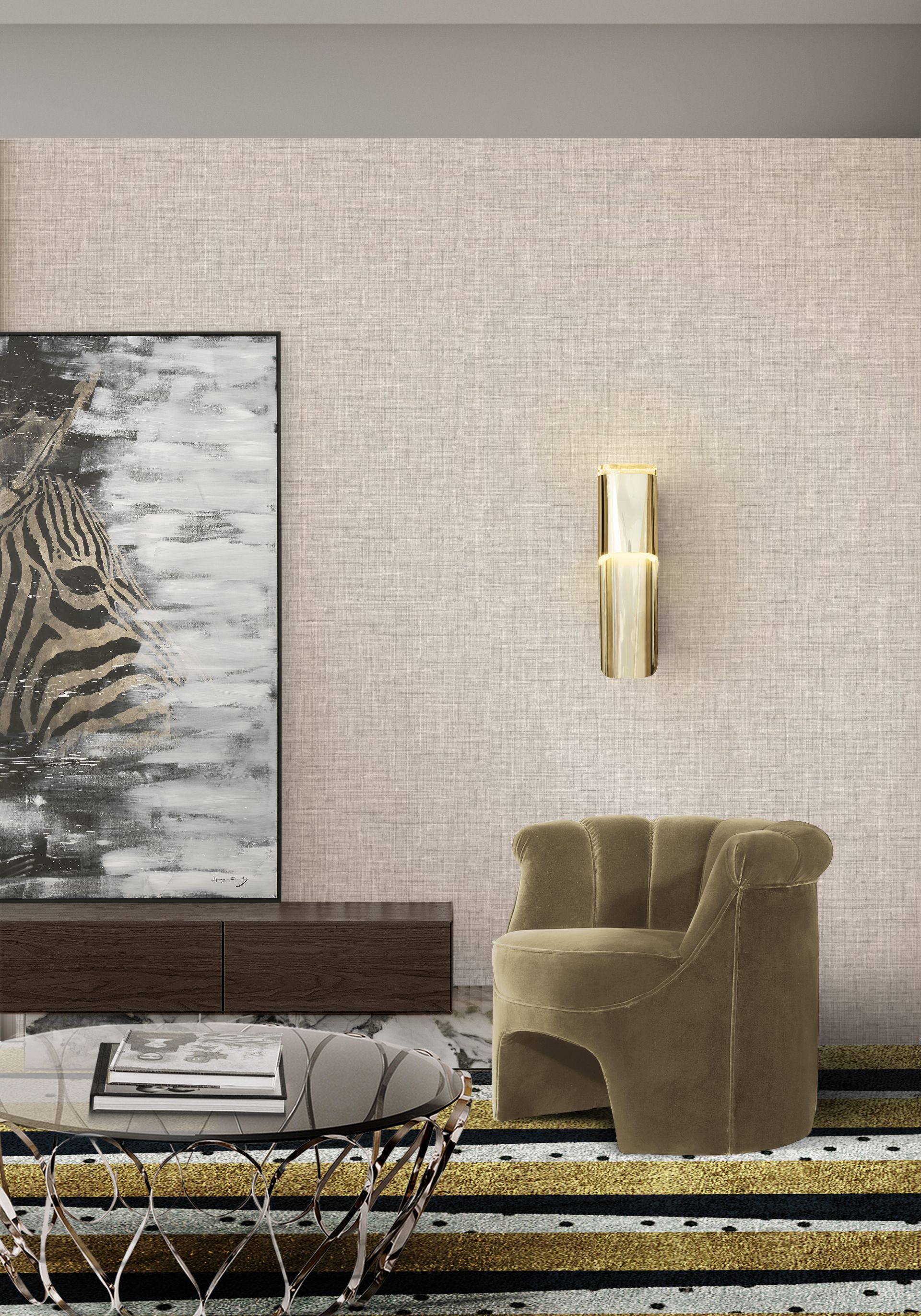 Neutral Living Room With Waizen Geometric&nbsp;Rug by Rug'Society