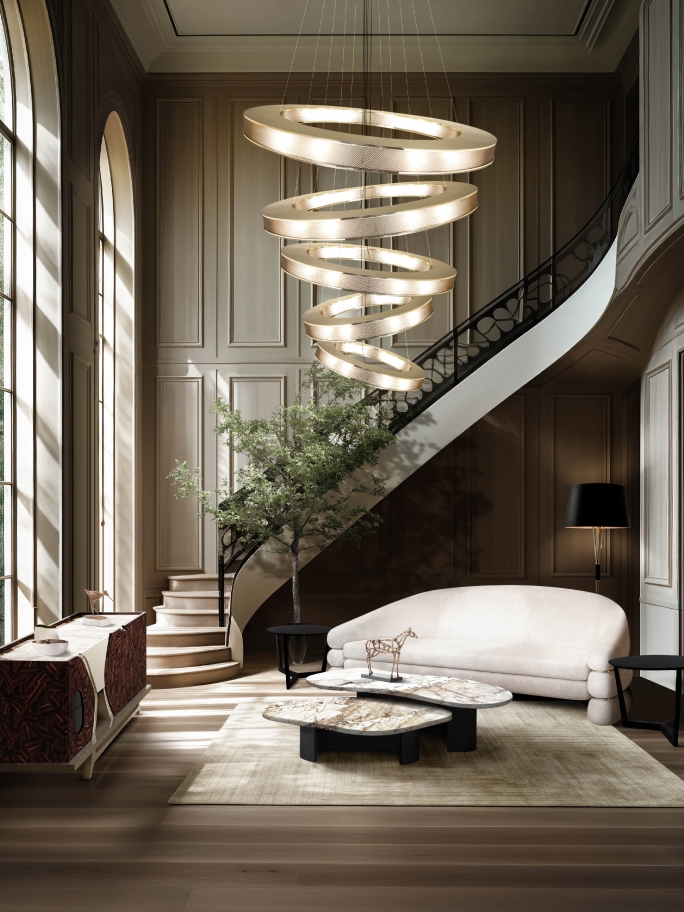 Neutral Luxury Living Room Design With White Garden&nbsp;Rug by Rug'Society