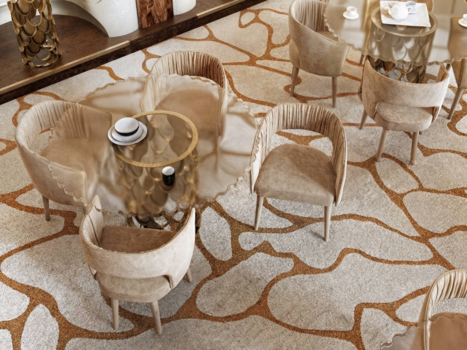Organic Luxury Dining Area With Cell Rug - Rug'Society