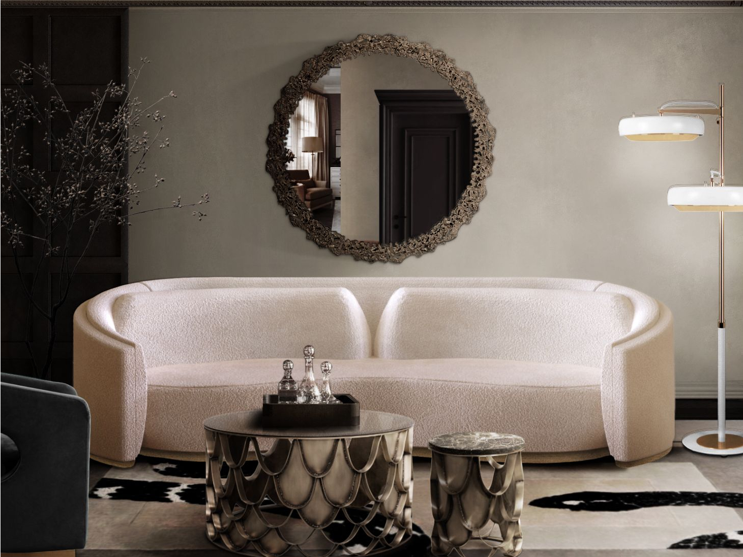 Pastel Colored Living Room with Imperial Snake Neutral&nbsp;Rug by Rug'Society