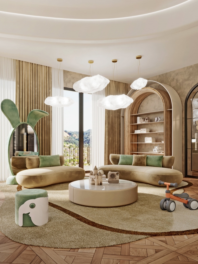 Pastel Tones Serene Kid's Bedroom With Blush&nbsp;Rug by Rug'Society