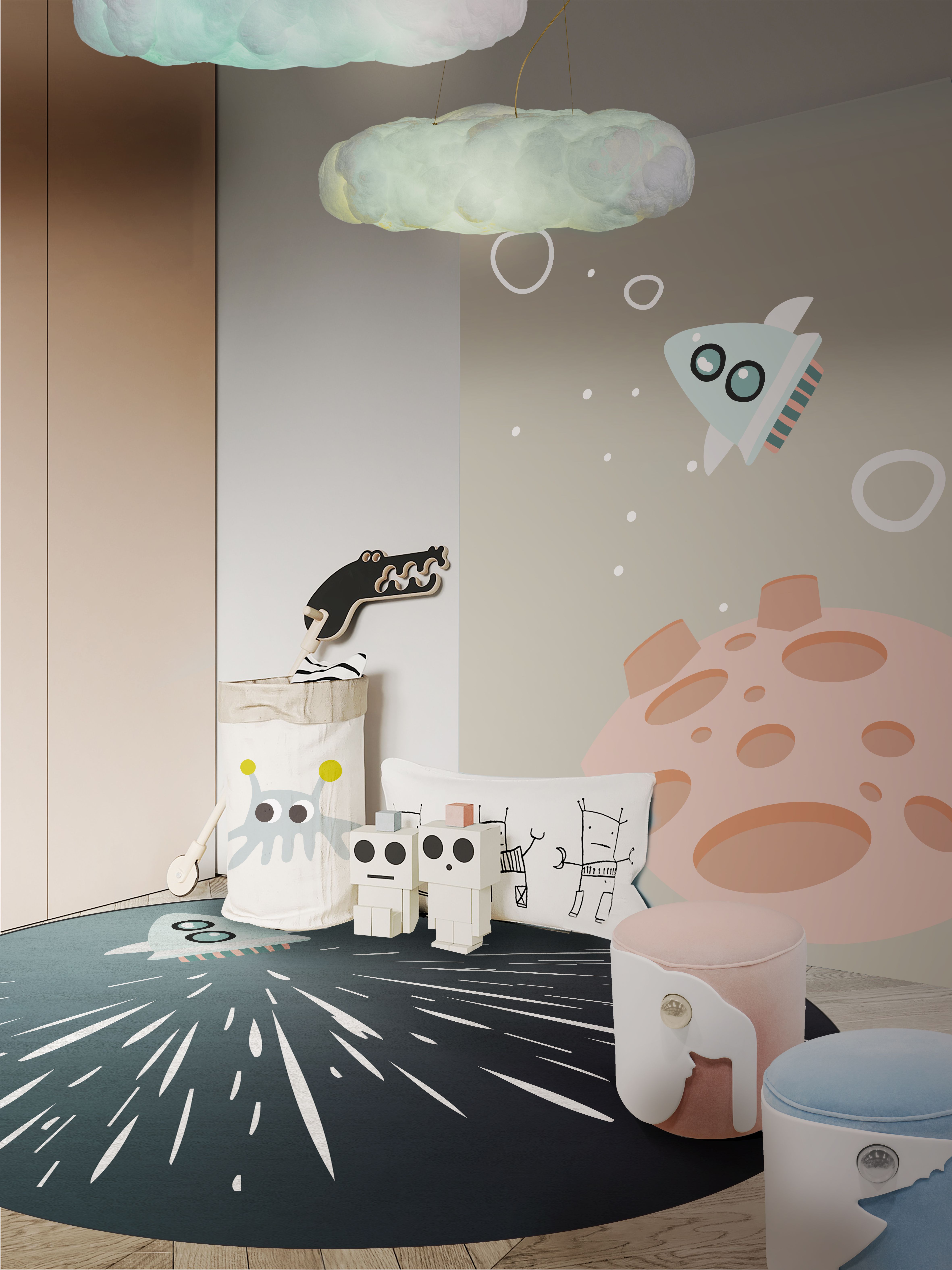 Playroom With The Thunder Rocket Round Rug by Rug'Society x&nbsp;Circu by Rug'Society