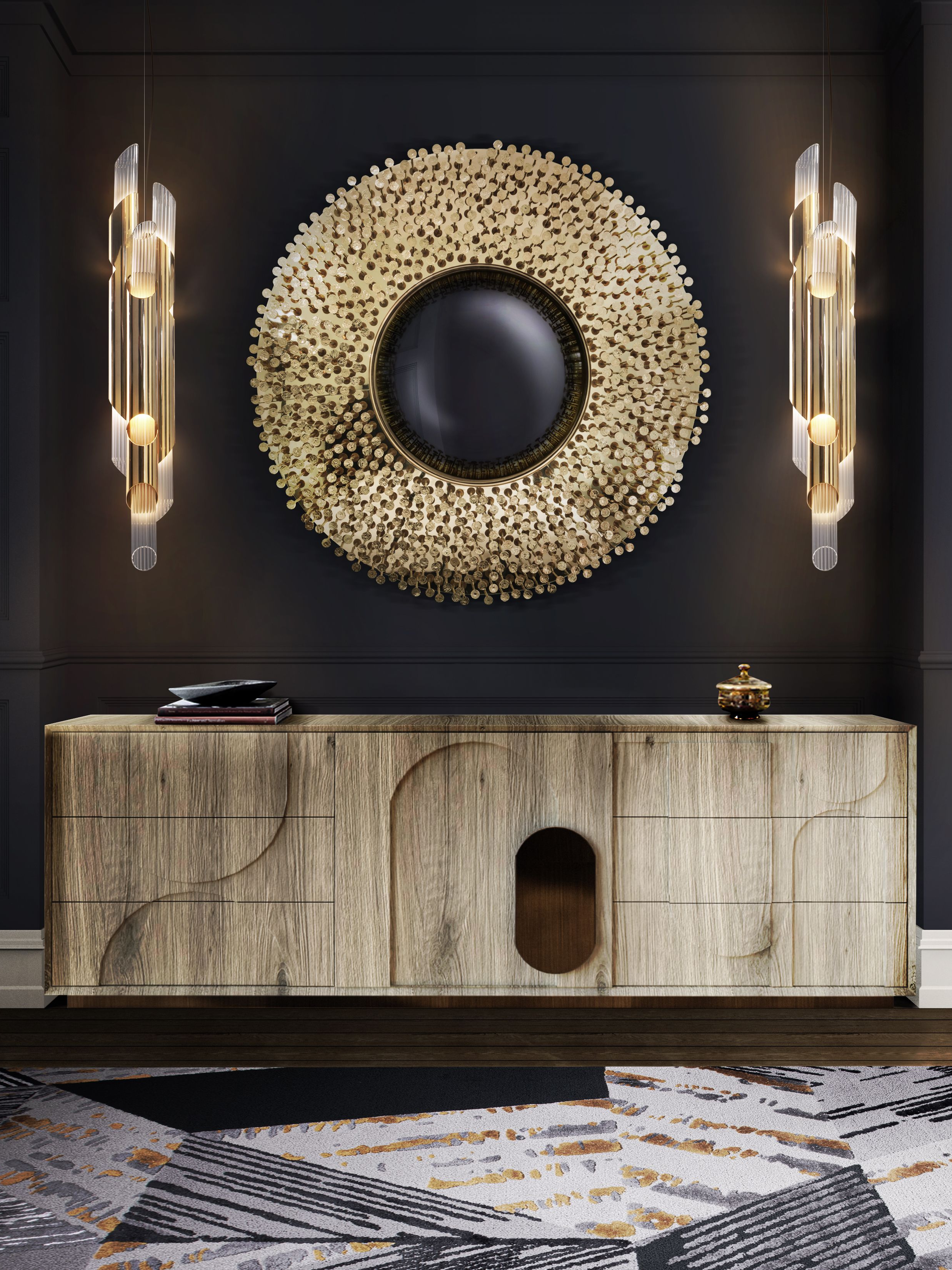 Powerful and Minimalist Hallway With Xisto&nbsp;Rug by Rug'Society