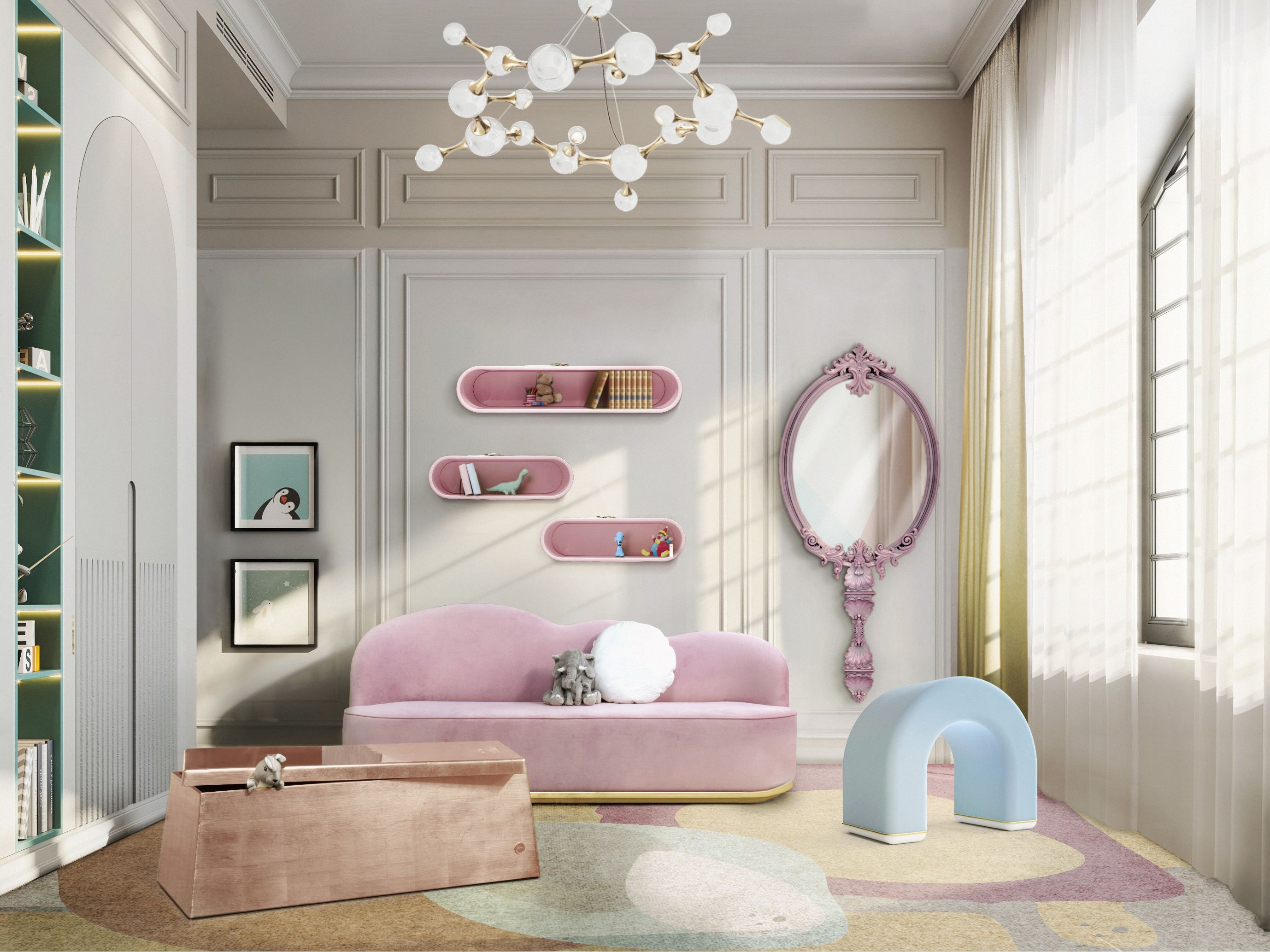 Rectangular Eclectic Party Animal Rug for a Kid's&nbsp;Bedroom by Rug'Society