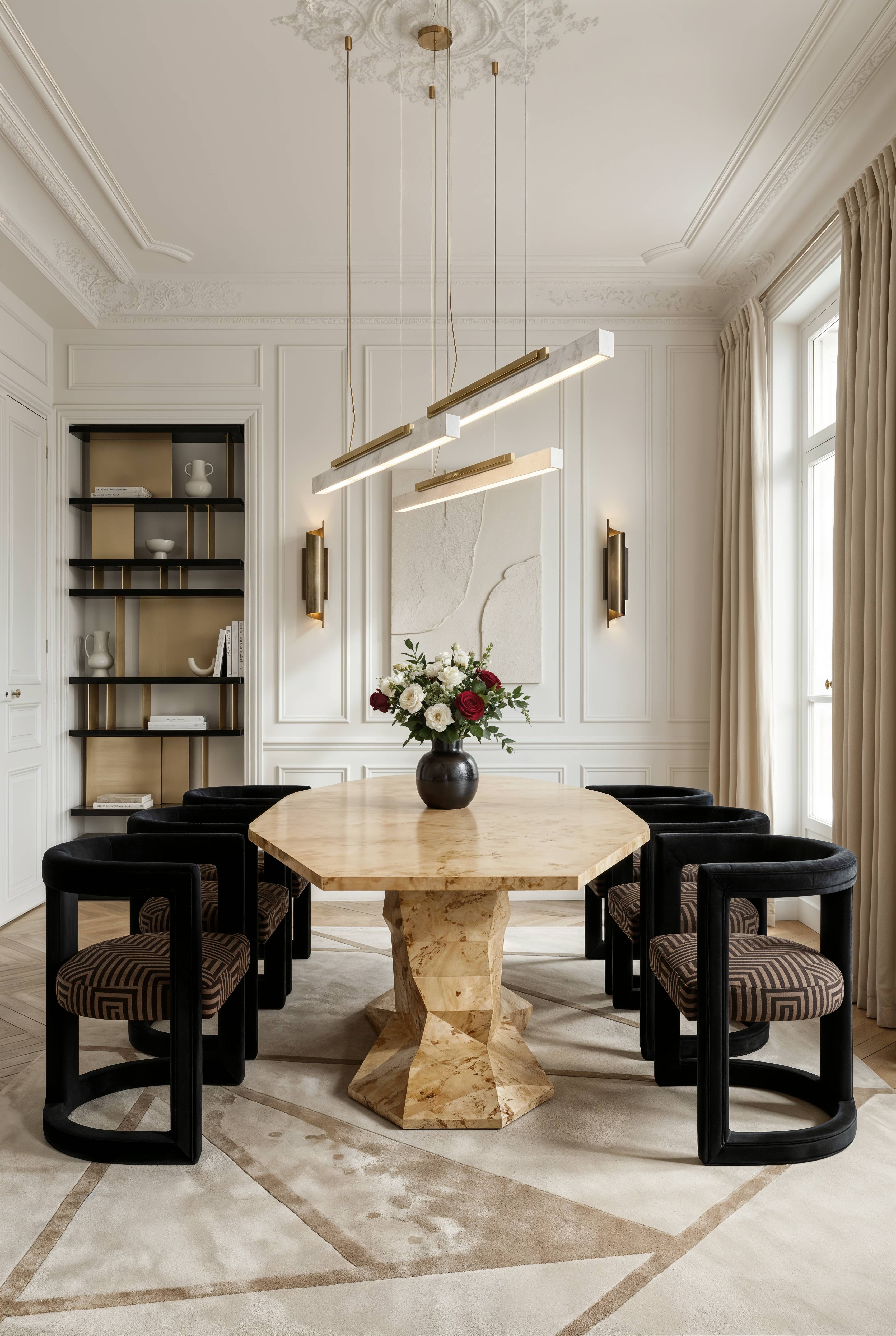 Refined Contemporary Dining Room With Bauhau&nbsp;Rug by Rug'Society