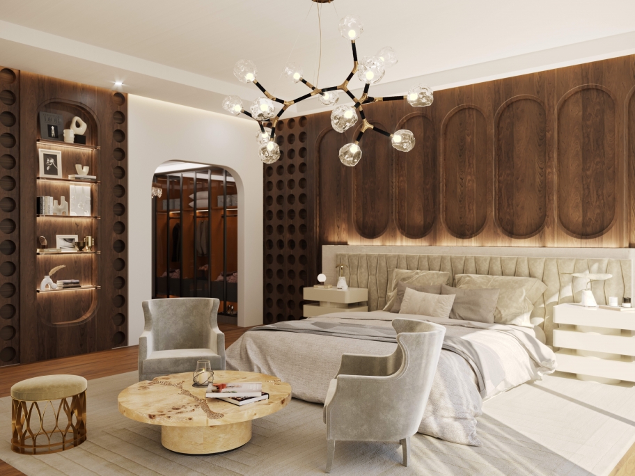 Serene Modern Master Suite With White Garden&nbsp;Rug by Rug'Society