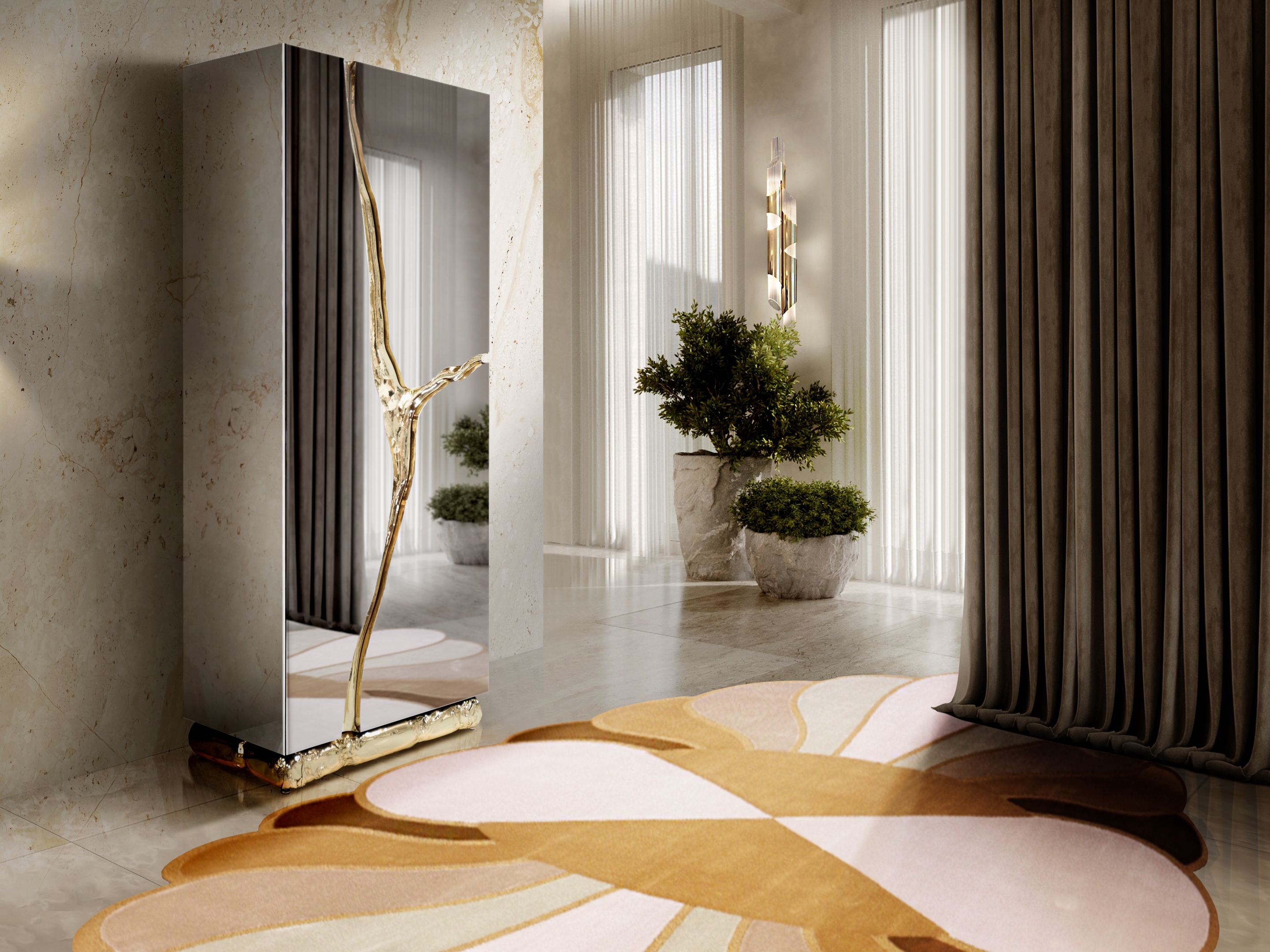 sleek modern contemporary hallway with the stunning MERMAID&nbsp;RUG by Rug'Society