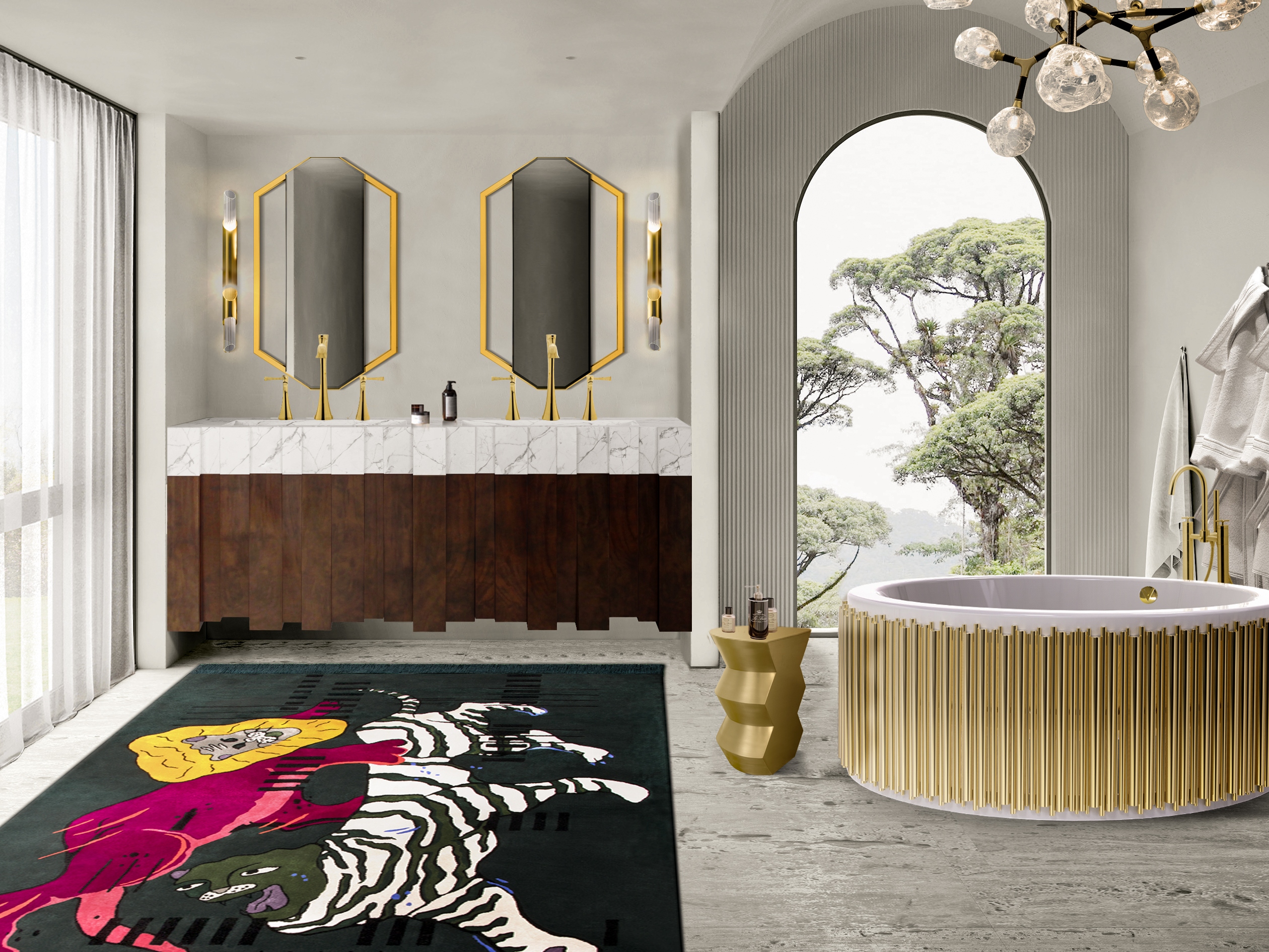 Sophisticated Contemporary Bathroom Decor With SPIRIT&nbsp;RUG by Rug'Society