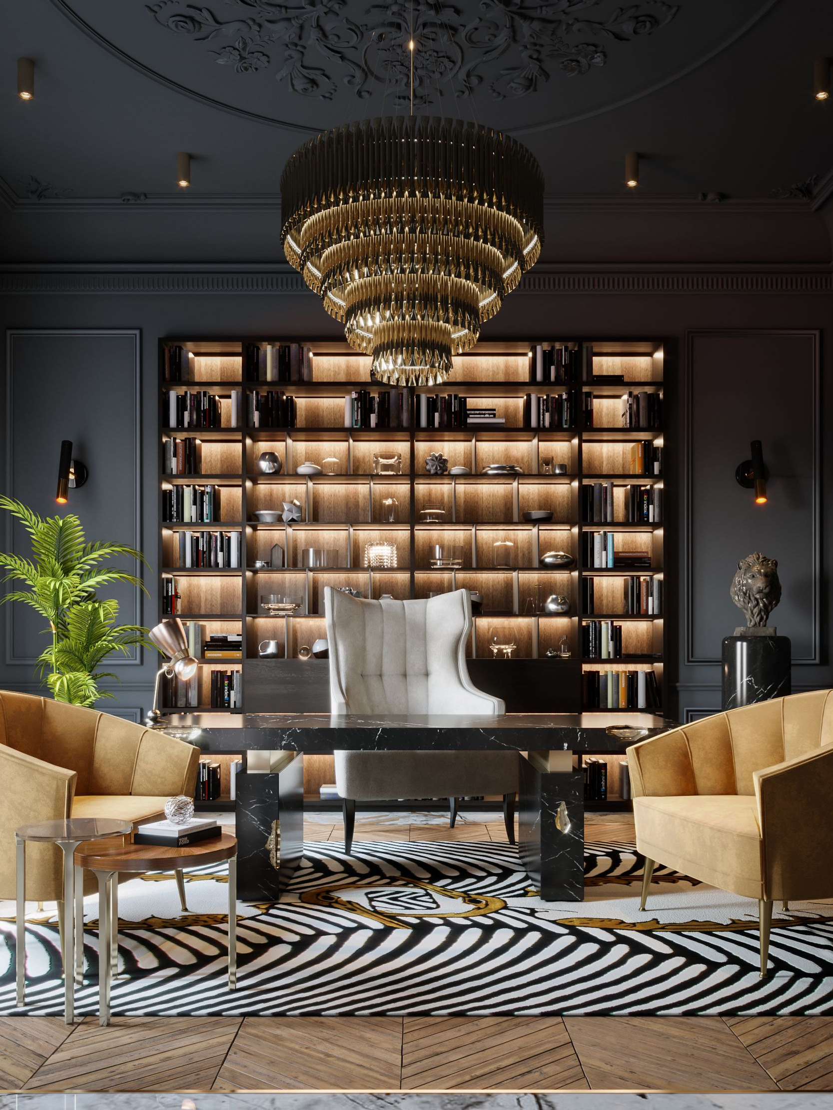 Sophisticated Home Office With Couple Contemporary&nbsp;Rug by Rug'Society