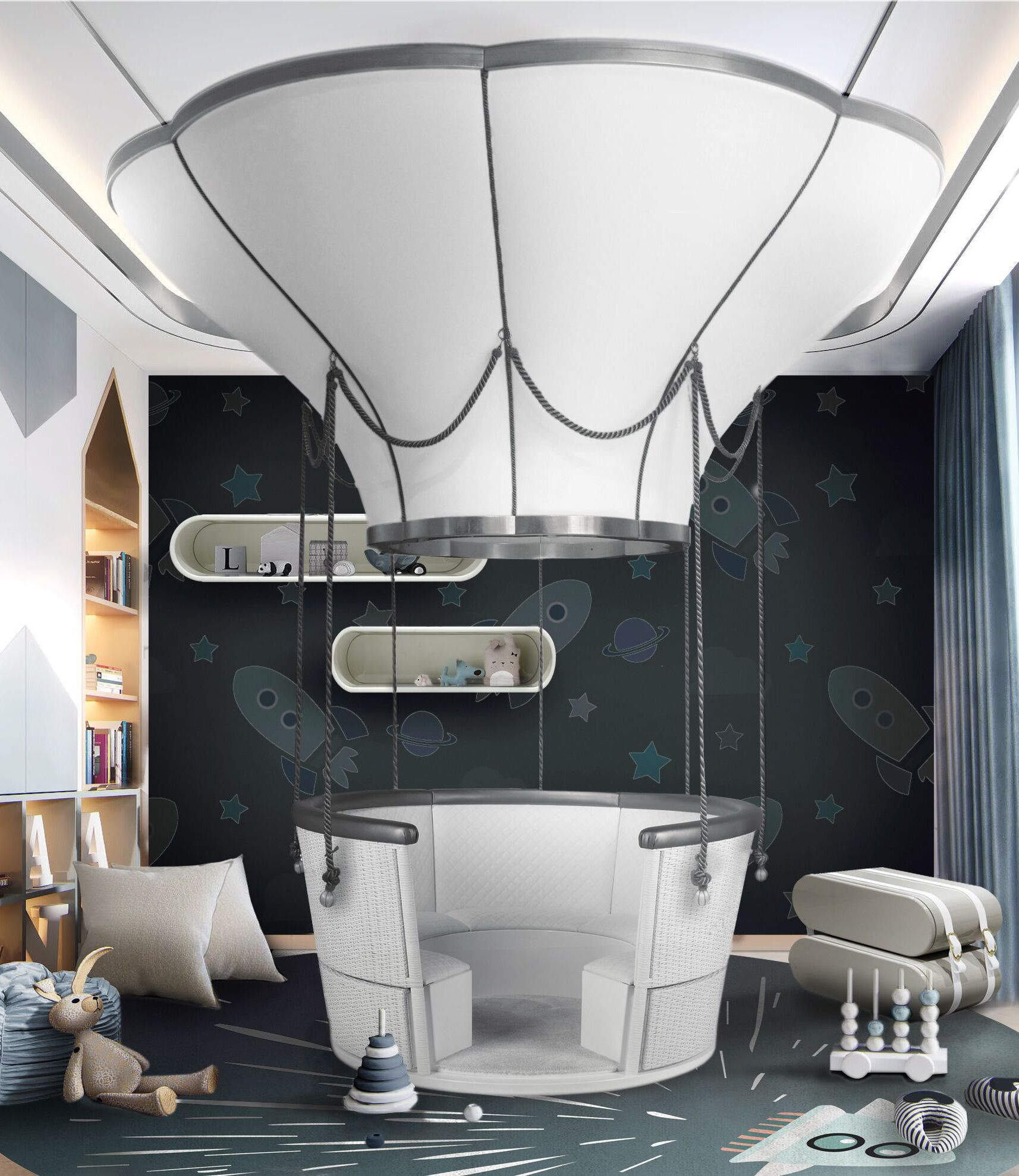 Space-Inspired Playroom With Thunder Rocket Kid&nbsp;Rug by Rug'Society