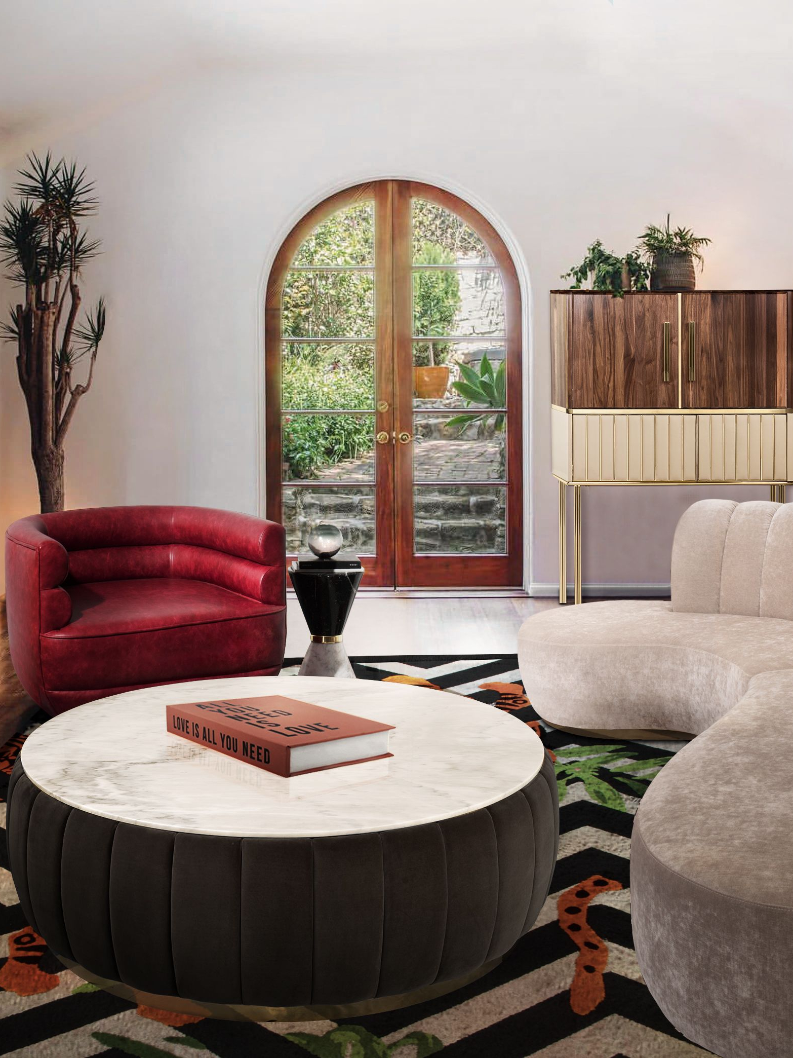 Stunning and Unique Living Room with Feline&nbsp;Rug by Rug'Society