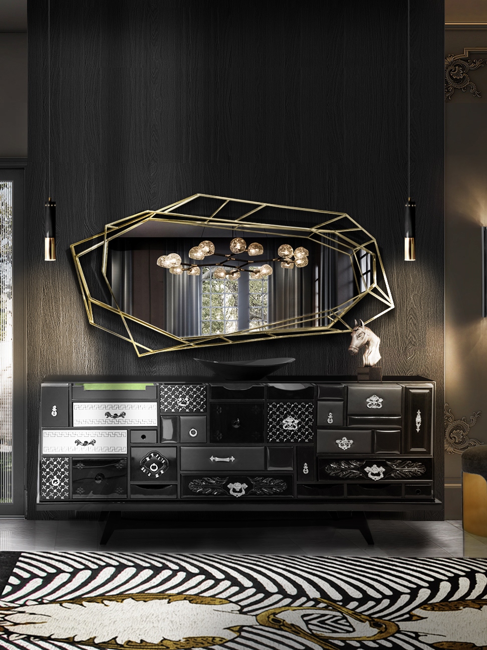 stylish modern contemporary hall décor With Couple&nbsp;Rug by Rug'Society