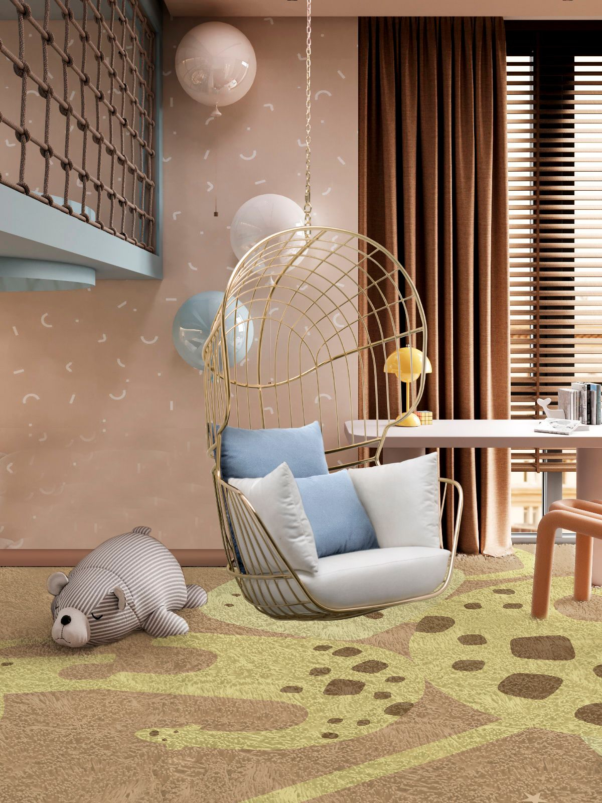 Unique and Dazzling Bedroom with the Giraffe Jungle&nbsp;Rug by Rug'Society