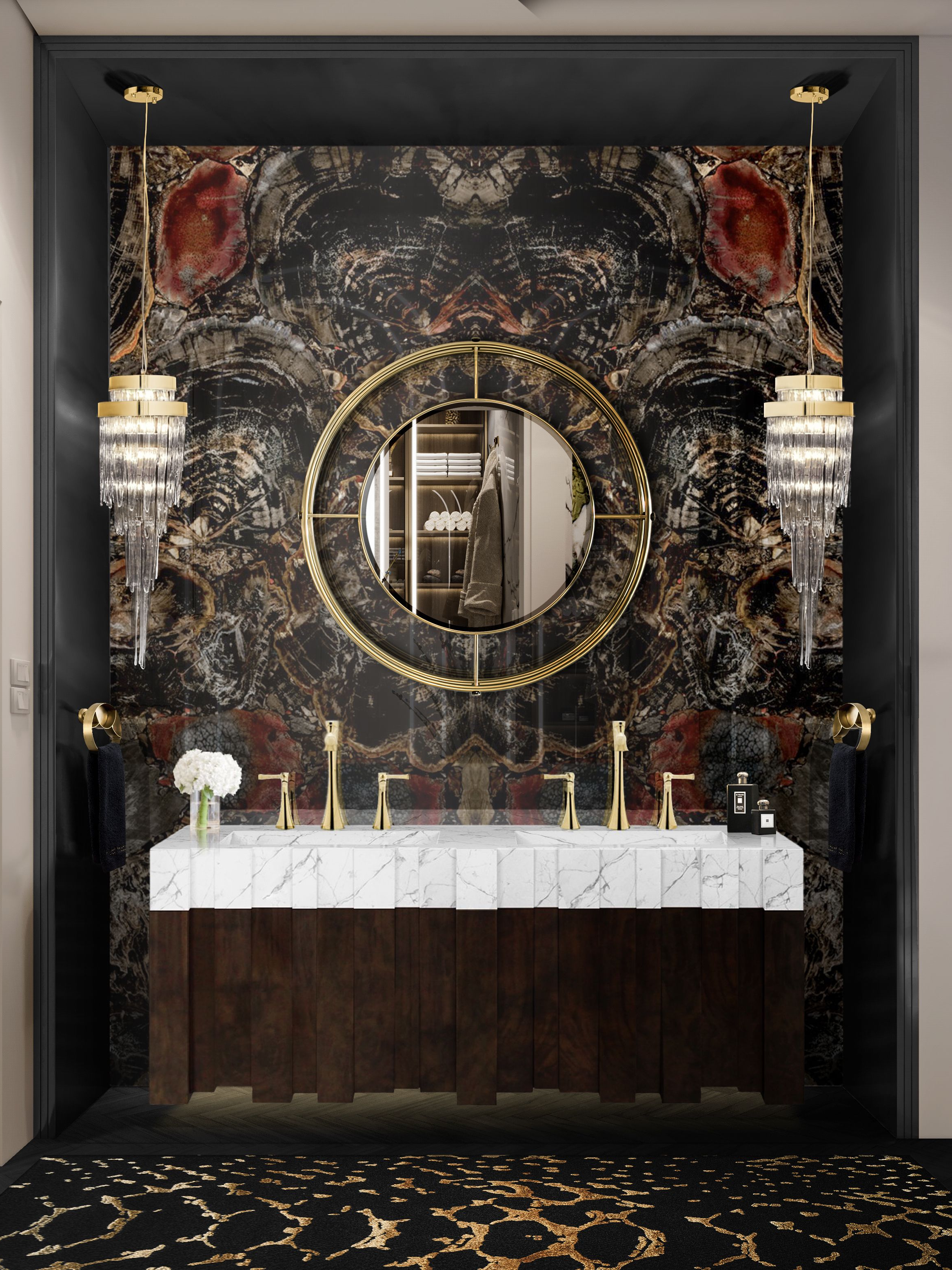 Unique and Modern Bathroom with the Perfect Meta&nbsp;Rug by Rug'Society