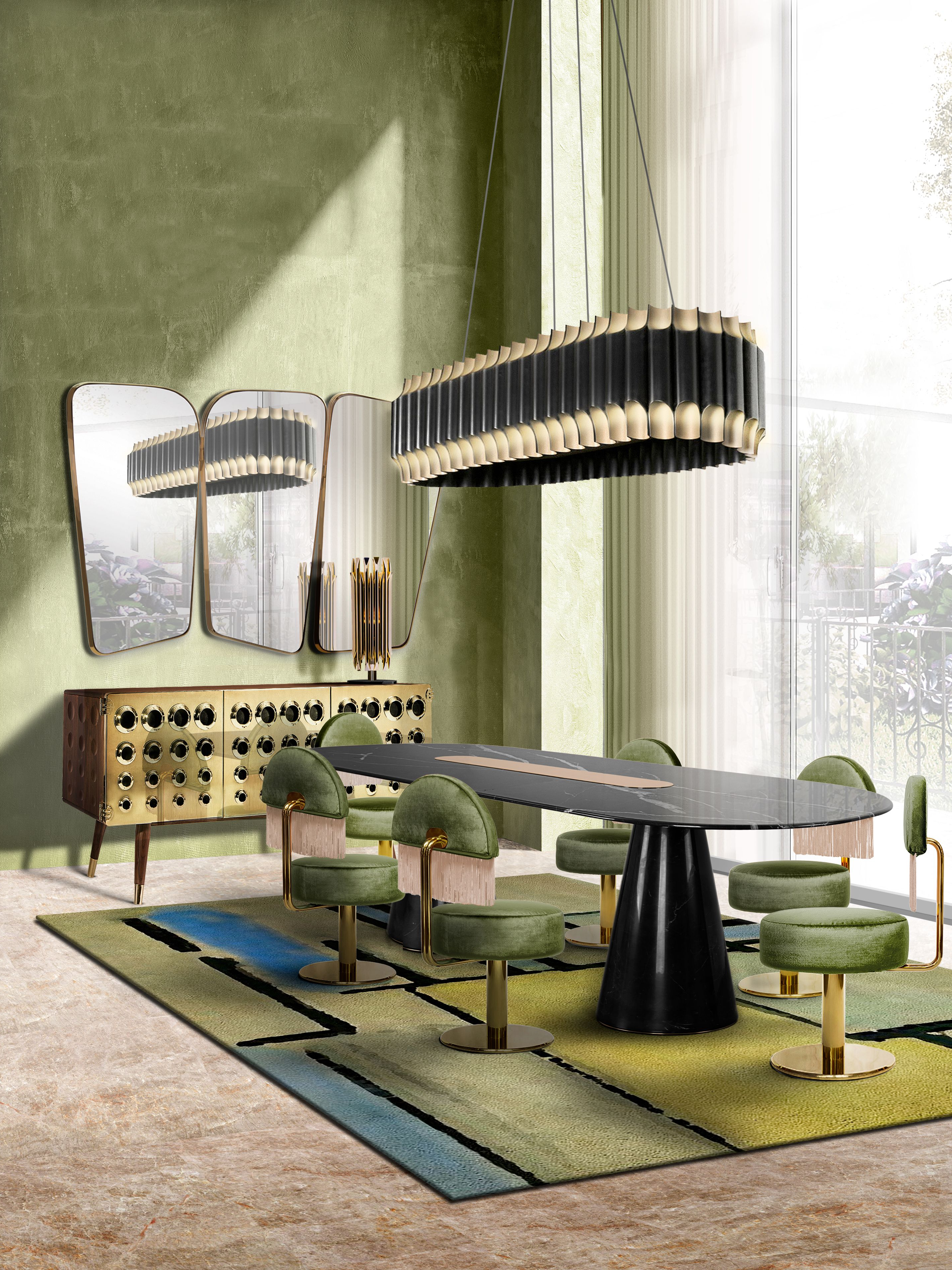 Unique Dining Room Ambience with Unique Ivo Modern&nbsp;Rug by Rug'Society