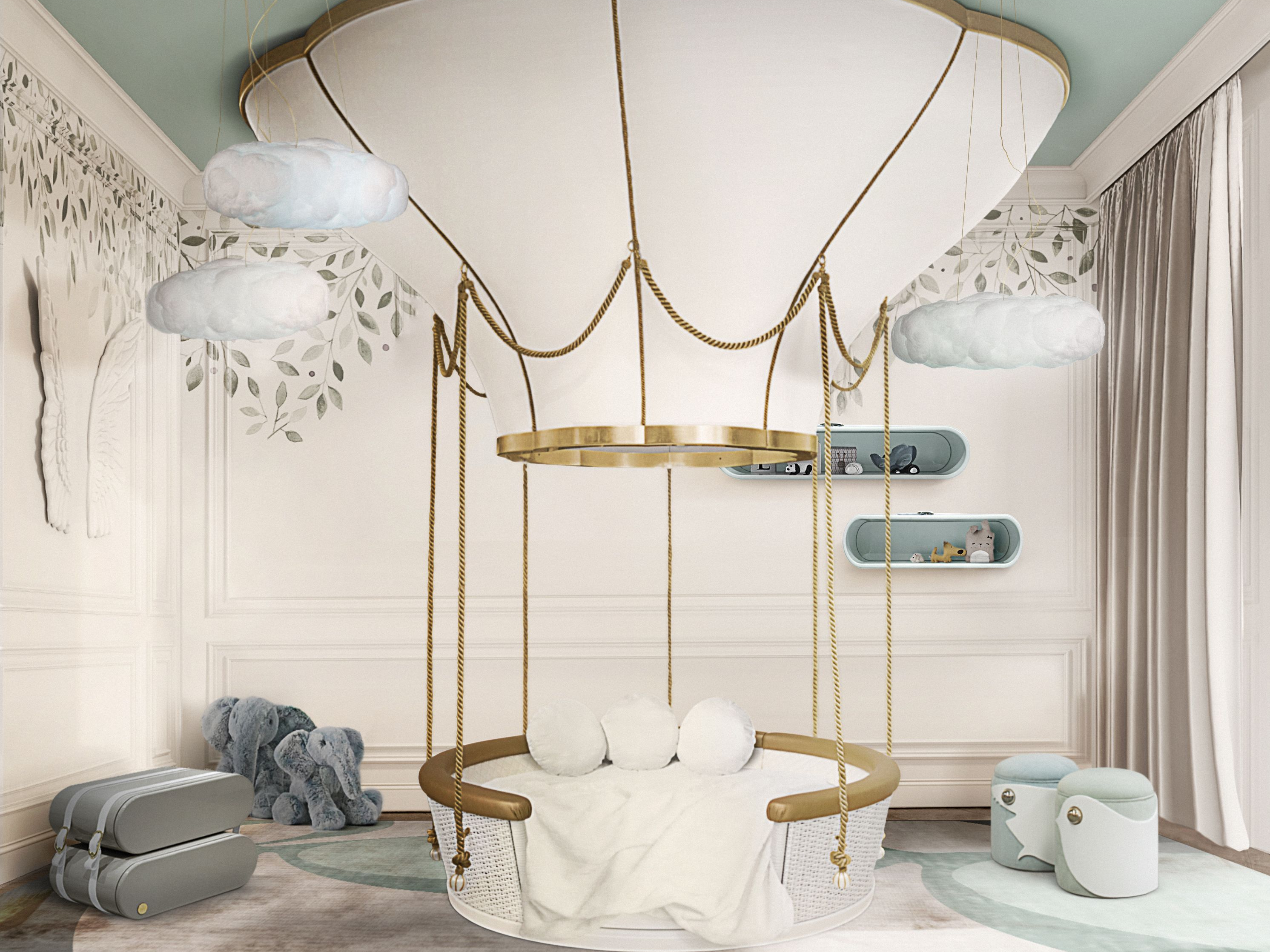 Unique, Dreamy and Fantastical Bedroom with The Whales Class&nbsp;Rug by Rug'Society