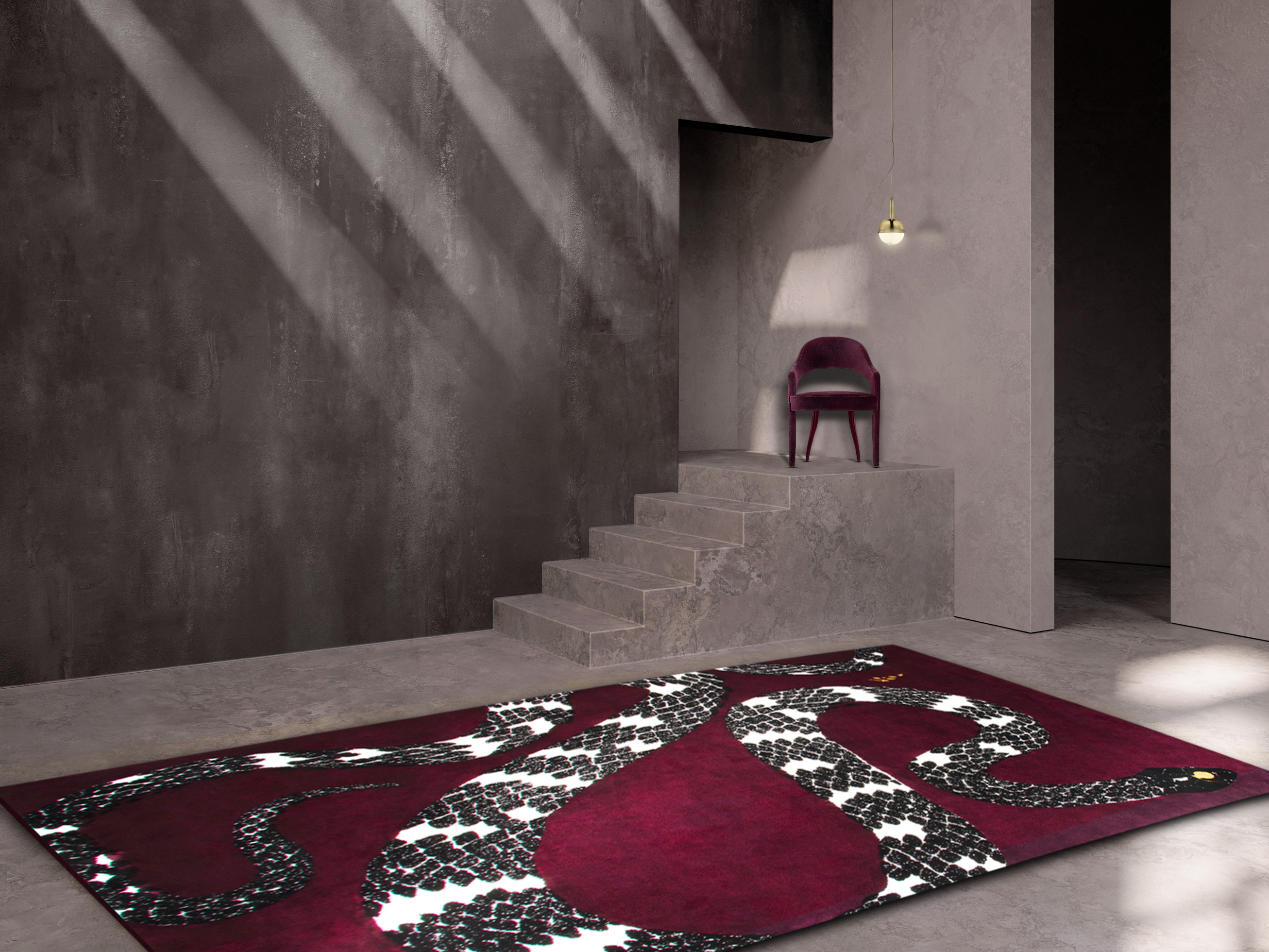 UNIQUE HALLWAY DESIGN WITH VIVA MAGENTA&nbsp;TONES by Rug'Society