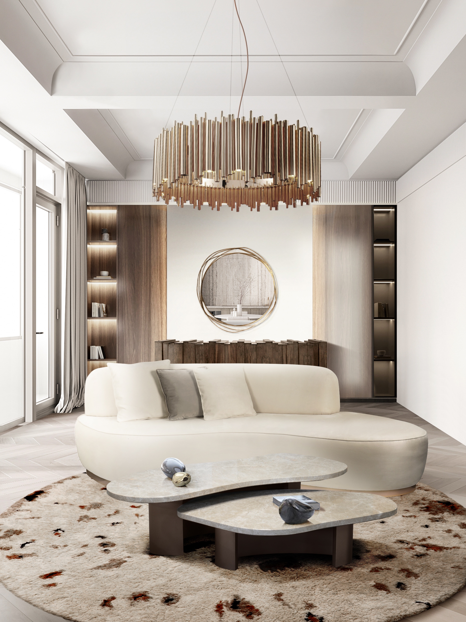 White Round Oslo Rug For Modern Contemporary Living&nbsp;Room by Rug'Society