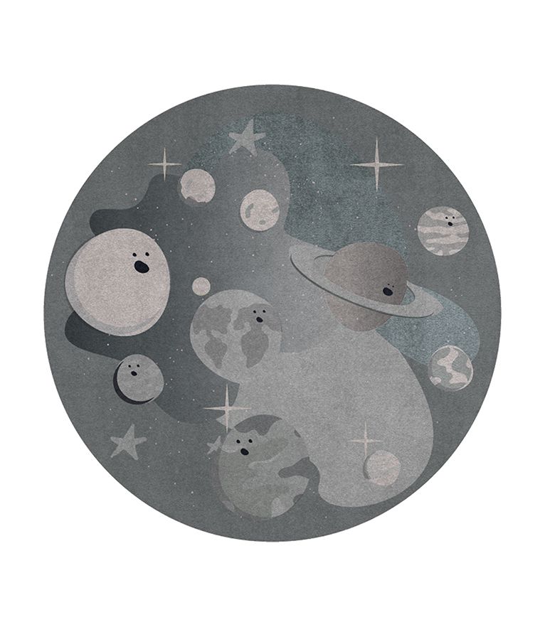 Planet Party Round Kids Rug by Rug'Society